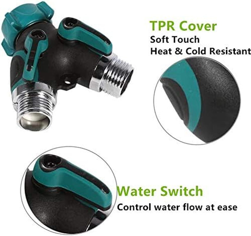 2 Way Y Hose Splitter Garden Hose Connector Heavy Duty Hose Spigot Adapter with Comfortable Rubberized Grip Sturdy Construction for Garden and Home Life