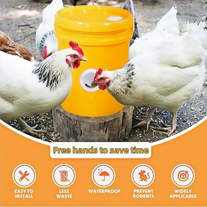 6 Pcs Automatic Chicken Feeder with Hole Saw, Rat Proof Chicken Feeder, No Waste Kit for Buckets, Barrels, Tanks Bins.And so On