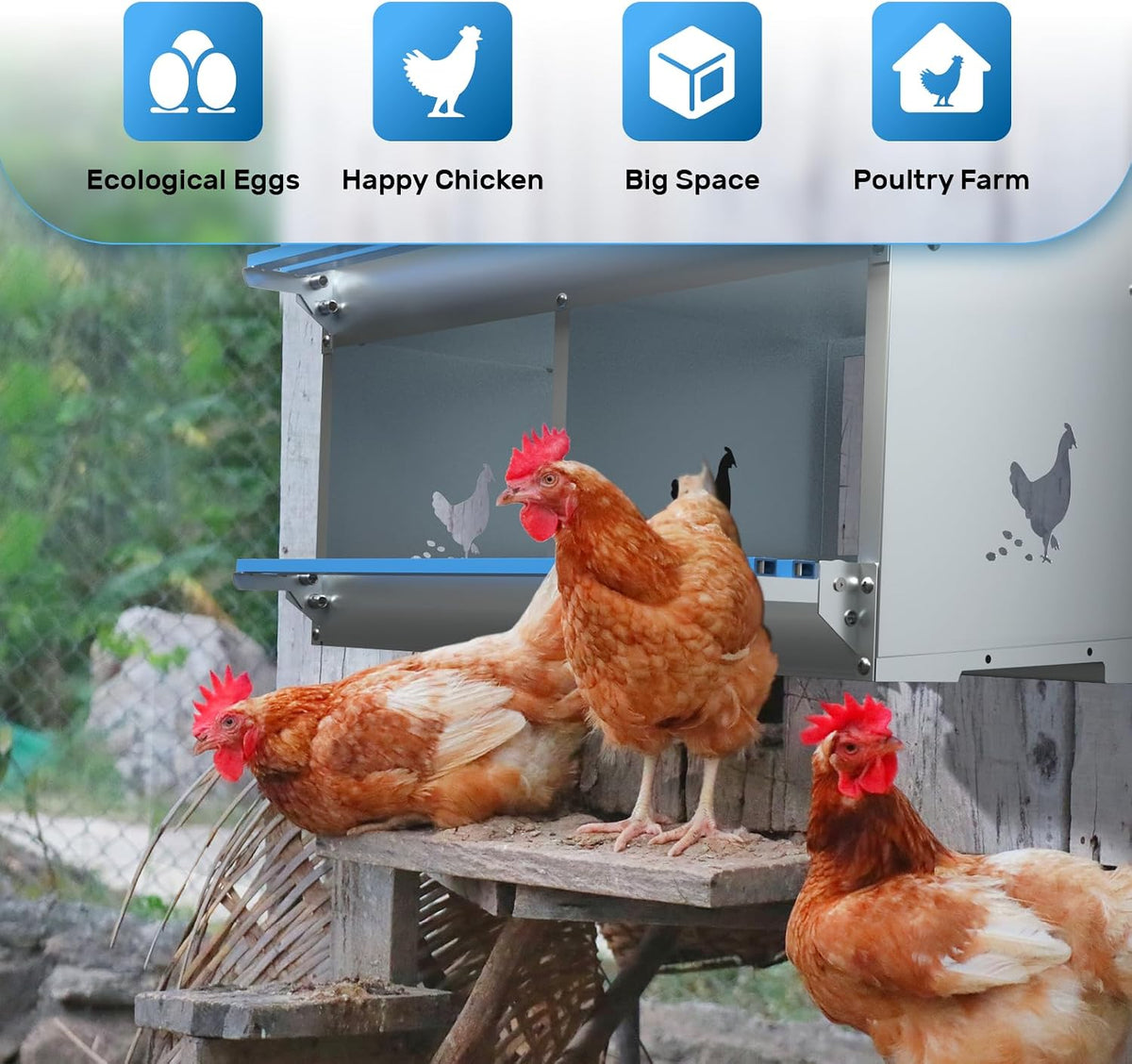 Chicken Nesting Box 8 Compartments Laying Boxes for Chicken Hens Ducks Poultry Protect Eggs Chicken Coop Easy Egg Collection Wall Mount Metal Nest Box for Chicken Coop