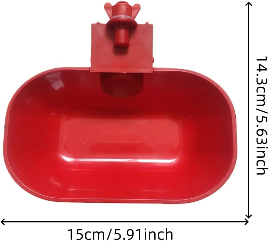 5Pcs Large Chicken Water Feeder Cups,Automatic Watering, Large Poultry Feeder Bowls,Mounting Hole,For Ducks, Geese, Turkey Etc(Red).