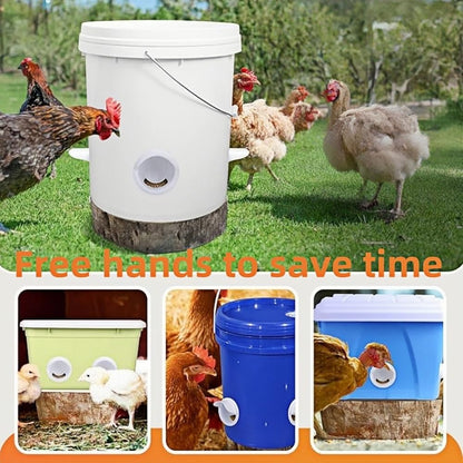 6 Pcs Automatic Chicken Feeder with Hole Saw, Rat Proof Chicken Feeder, No Waste Kit for Buckets, Barrels, Tanks Bins.And so On