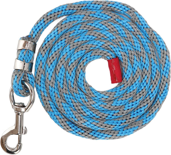 2M6.6Ft Horse Leads, Braided Nylon Horse Rope with Alloy Hook Pet Leash for Horse Livestock Blue Grey