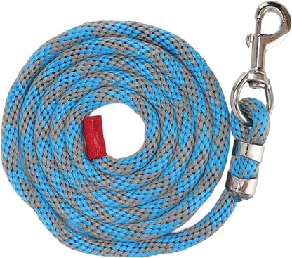 2M6.6Ft Horse Leads, Braided Nylon Horse Rope with Alloy Hook Pet Leash for Horse Livestock Blue Grey