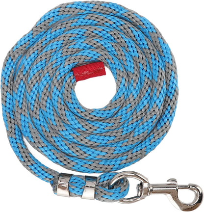 2M6.6Ft Horse Leads, Braided Nylon Horse Rope with Alloy Hook Pet Leash for Horse Livestock Blue Grey