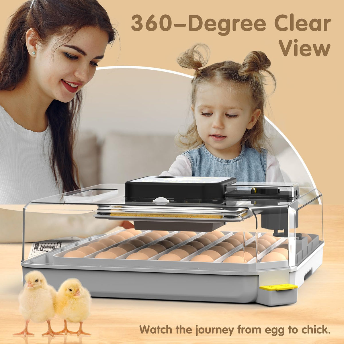 Egg Incubator Incubator for Hatching Eggs 48 Eggs Automatic Egg Turning Incubators Egg Candler Viewing for Chicken, Ducks, Goose