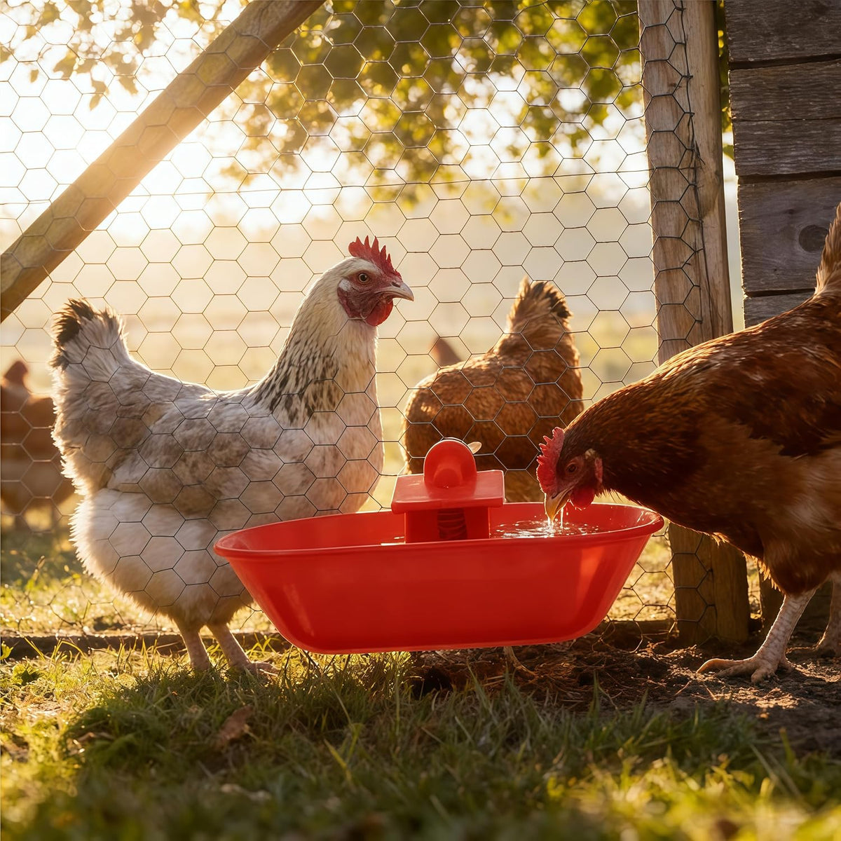 5Pcs Large Chicken Water Feeder Cups,Automatic Watering, Large Poultry Feeder Bowls,Mounting Hole,For Ducks, Geese, Turkey Etc(Red).
