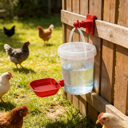 5Pcs Large Chicken Water Feeder Cups,Automatic Watering, Large Poultry Feeder Bowls,Mounting Hole,For Ducks, Geese, Turkey Etc(Red).
