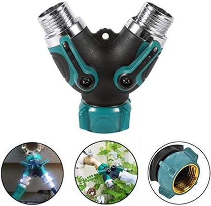 2 Way Y Hose Splitter Garden Hose Connector Heavy Duty Hose Spigot Adapter with Comfortable Rubberized Grip Sturdy Construction for Garden and Home Life