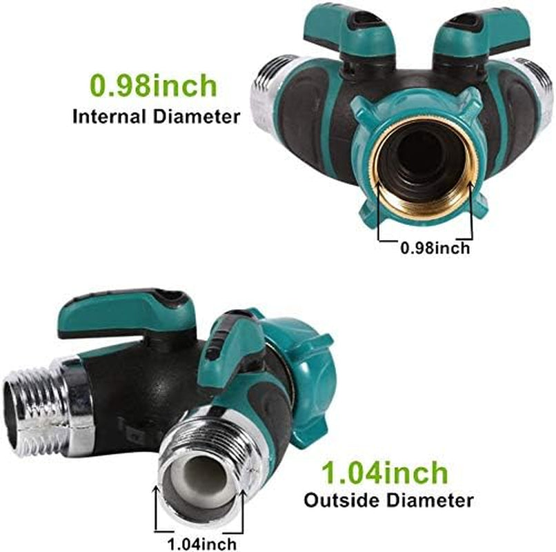 2 Way Y Hose Splitter Garden Hose Connector Heavy Duty Hose Spigot Adapter with Comfortable Rubberized Grip Sturdy Construction for Garden and Home Life