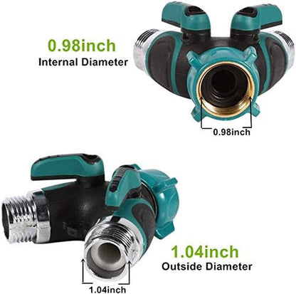 2 Way Y Hose Splitter Garden Hose Connector Heavy Duty Hose Spigot Adapter with Comfortable Rubberized Grip Sturdy Construction for Garden and Home Life