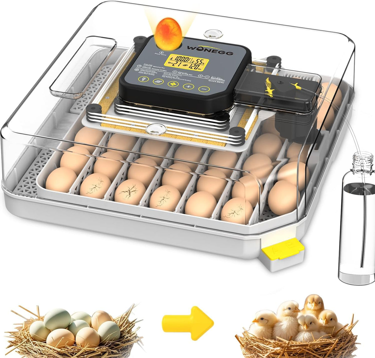 Egg Incubator Incubator for Hatching Eggs 48 Eggs Automatic Egg Turning Incubators Egg Candler Viewing for Chicken, Ducks, Goose
