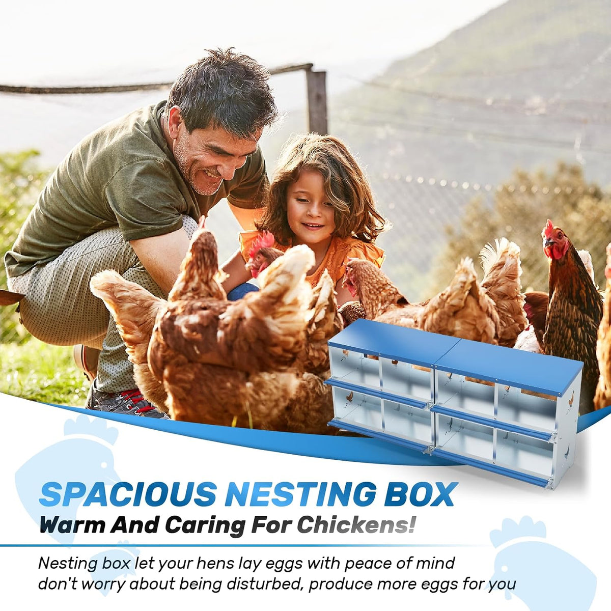 Chicken Nesting Box 8 Compartments Laying Boxes for Chicken Hens Ducks Poultry Protect Eggs Chicken Coop Easy Egg Collection Wall Mount Metal Nest Box for Chicken Coop