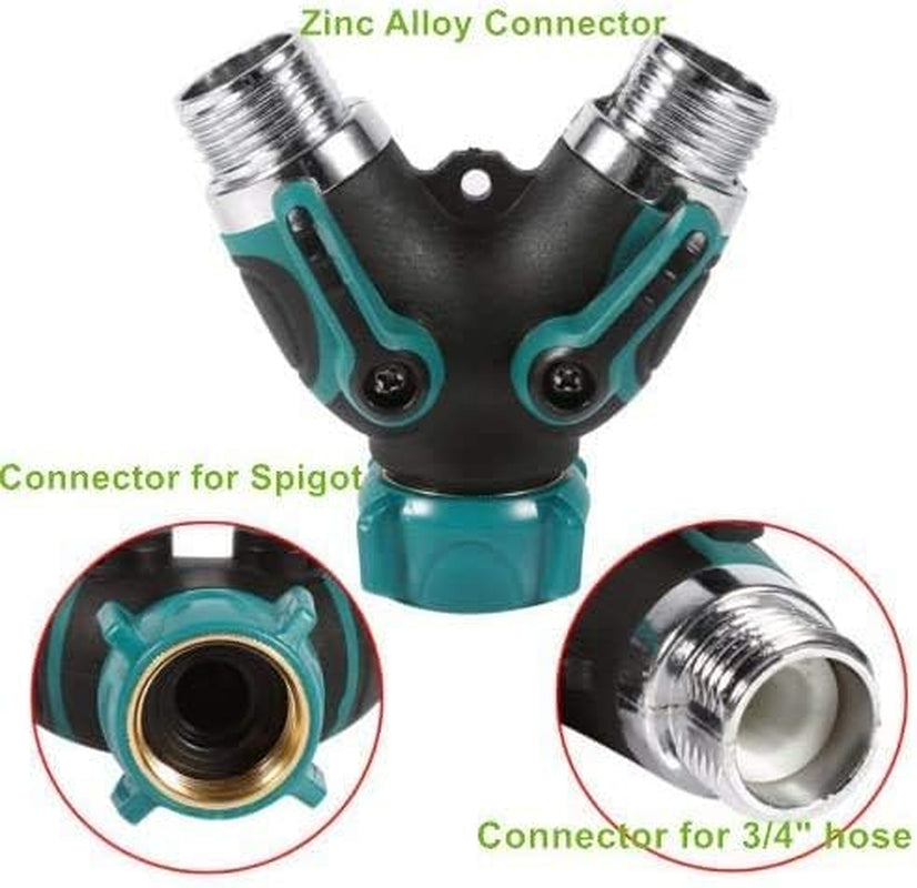 2 Way Y Hose Splitter Garden Hose Connector Heavy Duty Hose Spigot Adapter with Comfortable Rubberized Grip Sturdy Construction for Garden and Home Life
