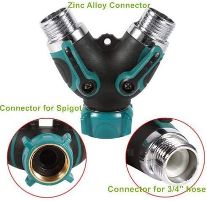 2 Way Y Hose Splitter Garden Hose Connector Heavy Duty Hose Spigot Adapter with Comfortable Rubberized Grip Sturdy Construction for Garden and Home Life